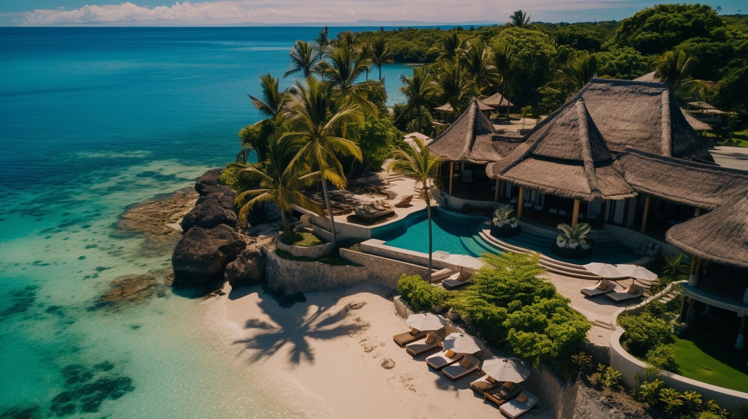 Luxurious beachfront property in Cebu captured with a drone.